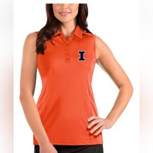 Antigua Illinois Illini Sleeveless Polo Top